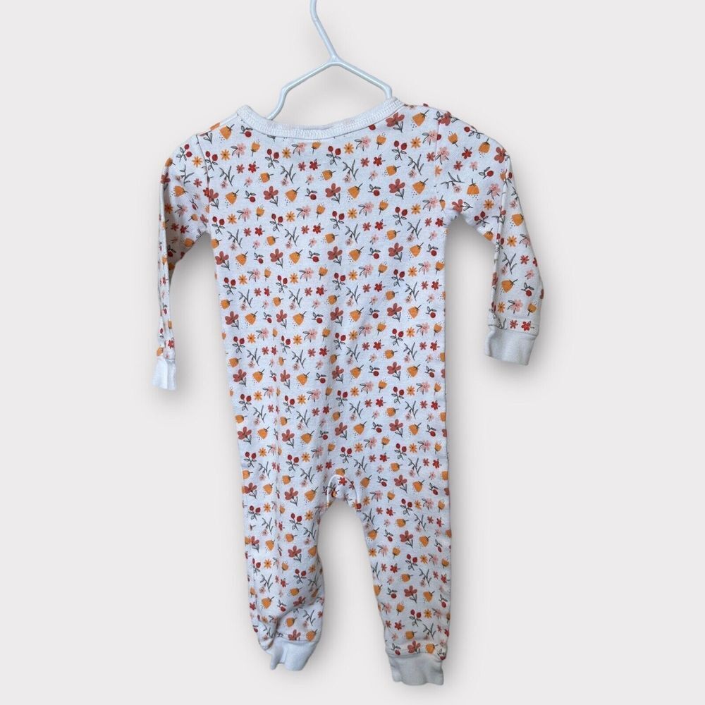Rabbit & Bear One Piece Pajamas 12 Months Flowers Fall Colors No‎ Feet - Picture 3 of 4